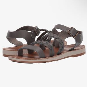 Olukai Women’s Braided Strappy Leather Flat Sandals — Gray